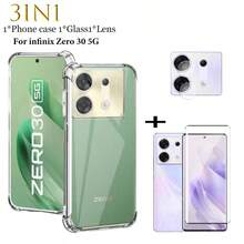 3-In-1 Protective Case Set For Zero 30 5G Smartphone: Transparent Anti-Drop Phone Case + 9H Hardness Tempered Glass Screen Protector + 3 Pcs Camera Lens Film, Easy Installation, Suitable For Gaming - Clear - View 1