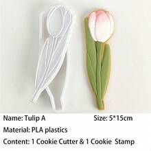 Creative Tulip Flower Mother's Day Cookie Cutter Mold Blossom Biscuit Stamp Icing Cookie Fondant Cake Pastry Dessert Baking Tool Back To School - View 12