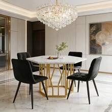 Dining Table & Chair Sets - Black + Golden + MDF+Steel - View 1