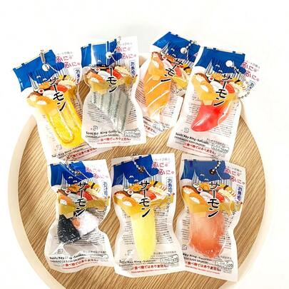 1pc Realistic Japanese Sushi Keychain, Salmon Rice Ball Model Pendant Charm, Stress Relief Toy, Creative Gift