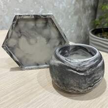 2 قطعة مجموعة قوالب راتنج إيبوكسي DIY تشمل قالب كوب شمعة دائري، قالب وسادة سداسي، قالب سيليكون، مناسبة لديكور المنزل DIY والحرف اليدوية - قالب سيليكون - مشاهدة 6