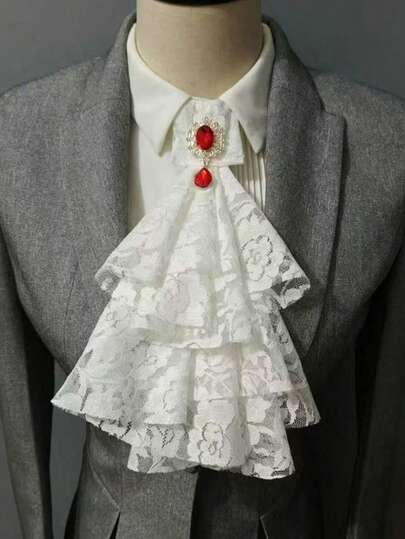 1件复古蕾丝可拆卸领子，雪纺装饰领，舞台表演配饰，多层围兜