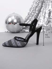 Women's Fashion Daily Wear Pointed Toe Hollow High Heels - Black - View 3