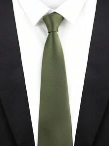1pc 3.15 Inch Men's Solid Blue Classic Casual Necktie - Army Green - View 1