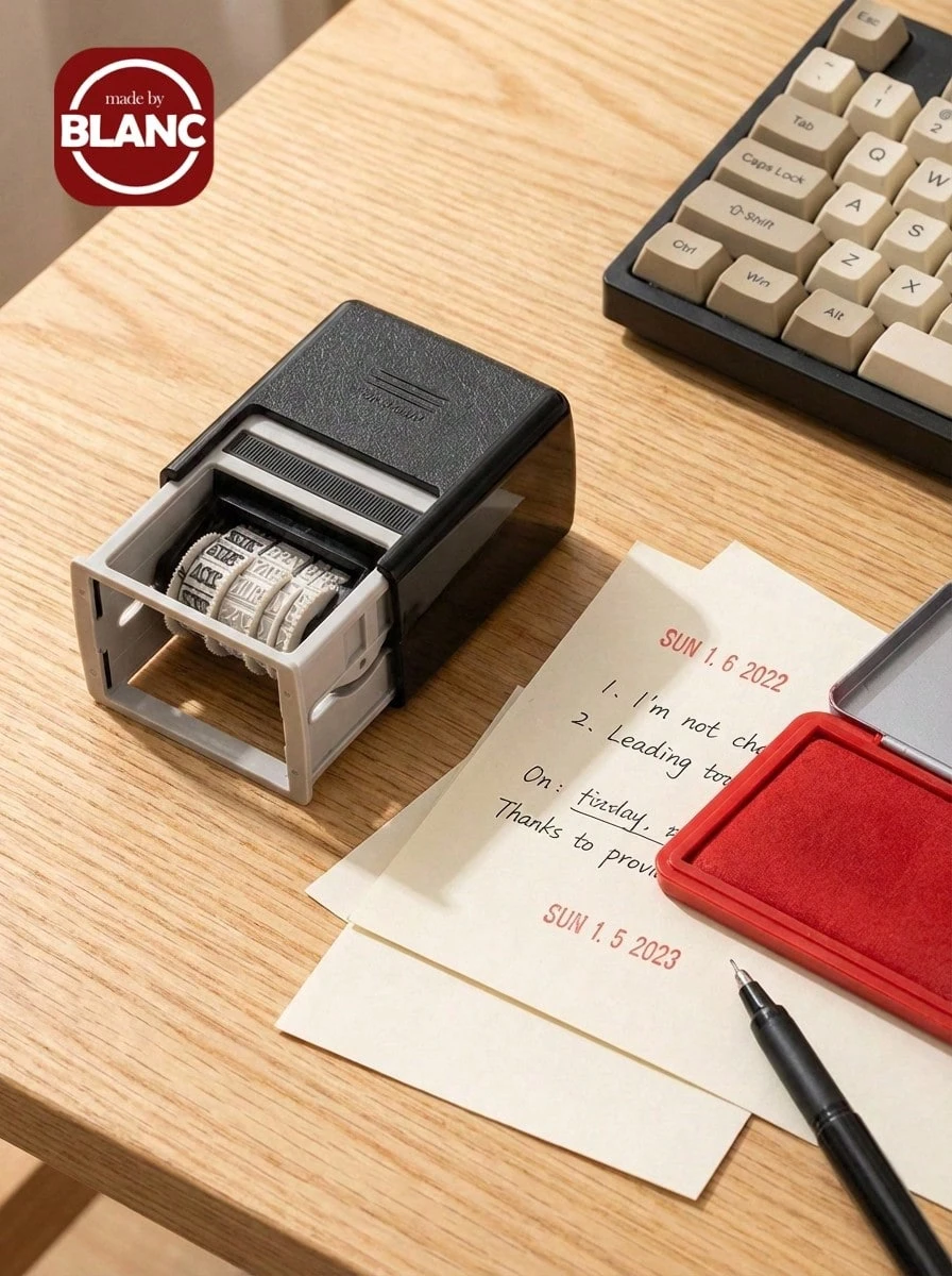 1 件滚轮日期印章，简易多用途印章，适用于 DIY 工艺、手账、返校、学校用品 - 黑色 - 查看 1