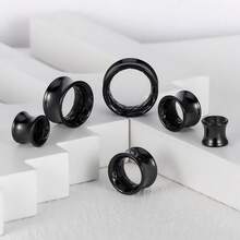 2PCS Unisex Retro 316L Stainless Steel Hammer Ear Tunnels Plugs Stretcher Studs Hip-Hop Punk Style Body Piercing Jewelry Women - Round-1 - View 7