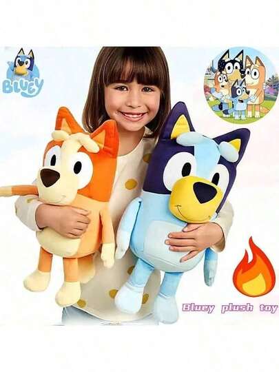  1 pieza Juguete de peluche de la familia Bluey y Bingo de 28cm/11 pulgadas - Animales de peluche de perro de dibujos animados, muñecos de peluche suaves, muy adecuados para festivales, fans y regalos, regalos perfectos para fiestas y días festivos, juguetes de carnaval