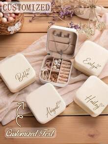 伴娘个性化首饰旅行盒，伴娘礼物，送给她的礼物，母亲节礼物，婚礼派对礼物，伴娘礼物，可定制名字的首饰盒，单身派对礼物，伴娘首饰小盒，新娘送礼会礼物，新娘礼物，个性化礼物 - 蝴蝶结 - 彩色 - 查看 2