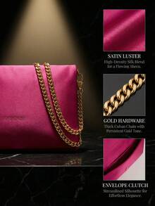 Gucci 1pc Wine Red Silk Makeup Bag, Convertible Shoulder/Crossbody, Cosmetic Storage Pouch With Adjustable Strap, Elegant Minimalist Daily Travel Accessory - Hot Pink - View 4