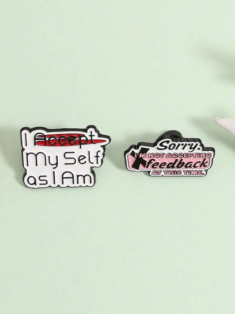 1 Set Self-Expression Accepting Myself Enamel Pins, Sorry I Don't Accept Feedback Brooch Badge Gift