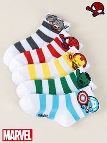 Marvel 5 pares de calcetines para niños de superhéroes de los Vengadores, suaves y amigables con la piel para uso diario en todas las estaciones, adecuados para la escuela, deportes, vuelta al cole, Pascua, Día del Niño y regalos festivos - Multicolor - Ver 10