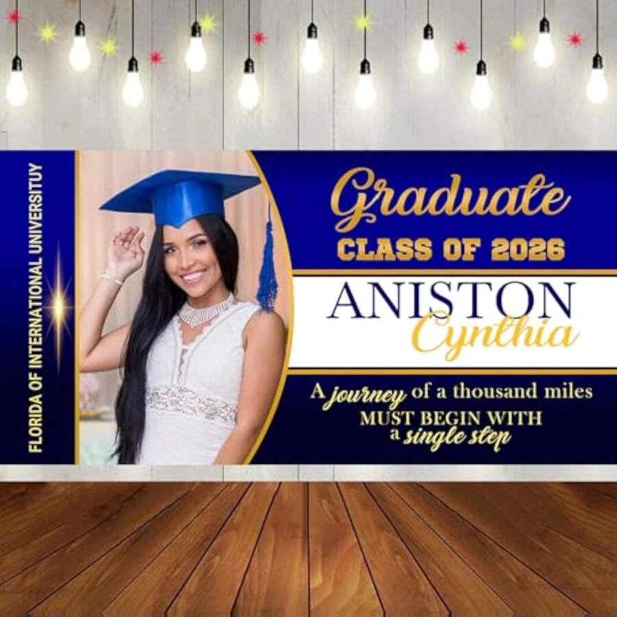1pc Personalized Graduation Banner With Photo Name Class Of 2026 Custom Graduation Backdrop Congratulations Graduate Party Decorations Supplies Congrats Grad Banners Yard Sign Graduation Gifts - 顏色4 - 查看 1