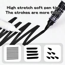 10 Peças/Conjunto Canetas Marcadoras de Acrílico nas Cores Branco/Preto, Conjunto de Pintura de Arte com Ponta Macia Líquida Reta para Desenho, Grafite, Mangá - Conjuntos - Visão 6