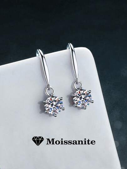 Bộ 2 bông tai bạc 925 sang trọng, đính đá Moissanite 0.5-1 carat, thích hợp cho phụ nữ đeo hàng ngày, dự tiệc, đi nghỉ mát, Ngày của Mẹ, kỷ niệm ngày cưới, món quà trang sức lấp lánh dành tặng nàng.