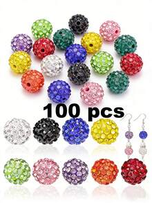 50/100/200颗 10毫米闪亮迪斯科球珠 - 闪亮黄色塑料珠，反光表面，适用于珠宝制作、DIY工艺品、项链和耳环配件、珠宝制作珠子、耳环组件、手工珠子 - 彩色 - 查看 13