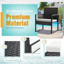 3 Pieces Outdoor Patio Wicker Furniture Set, Modern Rattan Chair Conversation Sets With Coffee Table For Yard And Bistro - 白色 - 查看 3