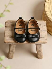 黑色玛丽珍平底鞋，防滑软底，适合幼儿女孩公主婚礼礼服穿着 - 黑色 - 查看 8