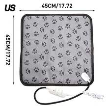 Manta eléctrica para perros y gatos, almohadilla calefactora, colchón para mascotas, impermeable, antimordida, cojín para silla con temperatura ajustable, 1 Uds. WU7L - EE. UU. 45 x 45 cm - Ver 1