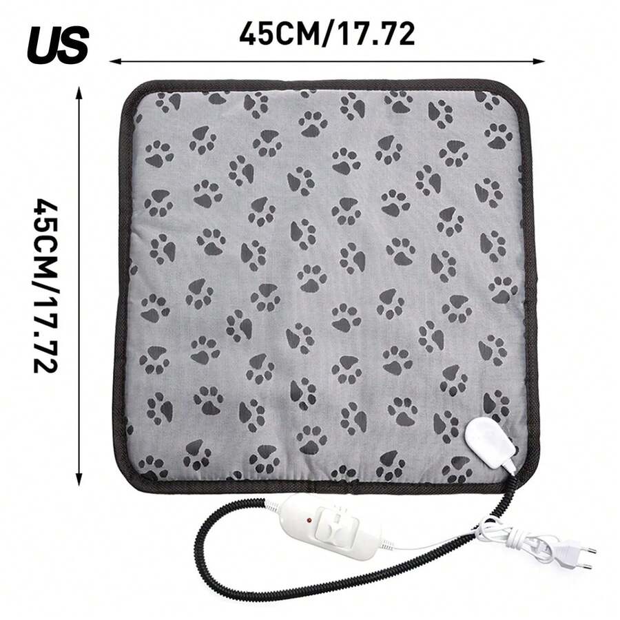 Manta eléctrica para perros y gatos, almohadilla calefactora, colchón para mascotas, impermeable, antimordida, cojín para silla con temperatura ajustable, 1 Uds. WU7L - EE. UU. 45 x 45 cm - Ver 1