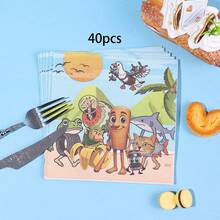 20pcs/40pcs/60pcs, Italian Brainrot Tralala Party Supplies Napkins,Tralalero 2-Ply Disposable Paper Tissues, Italian Brainrot Tralala Theme Tableware For Party, Graduation Ceremony, Seasonal Event-Bad Brain Birthday Theme Party Decoration 13*13inch - View 9