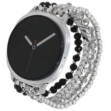 1pc Elastic Beaded Arrow Strap Compatible With Samsung Watch 8, Fashionable - Silver - View 2