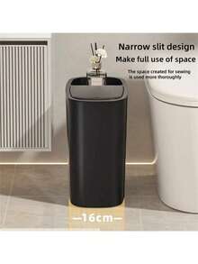 New Creative Crevice Trash Can, High-Quality Household Bathroom One-Touch Lid Garbage Bin - Black - View 3
