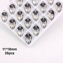 11*18mm, 20pcs/Pack, Flat Bottom Double Hole Exquisite Glass Rhinestones, Slim Teardrop Shape, For Sewing Wedding Dress, Handbag, Shoes Decoration, Jewelry Making Accessories - 11*18mm 20pcs - View 31