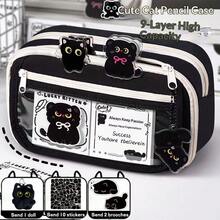 2026 New Arrival Popular Black Cat Design Large Capacity Multi-Functional High-Quality INS Style Pencil Case - Black and Gold Series Cat 9-layer Pencil Case - View 17