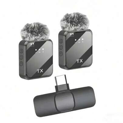 Professional Wireless Lavalier Microphone, 3-In-1 Wireless Lavalier Microphone, 2-In-1 Wireless Lavalier Microphone, Multi-Port Options, Professional Smart Noise Cancellation, Omnidirectional Condenser, 230mAh Battery, Windscreen, USB Interface (Multi-Port Options), Rechargeable Lithium Battery, 2.4G/3G/4G/5G Connectivity, Suitable For Live Streaming, Interviews, Song Recording, Podcasts, Talks And Vlogs