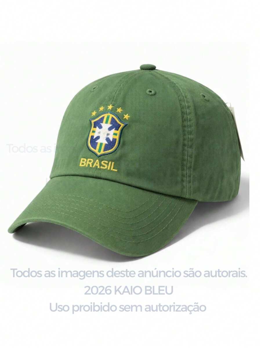 Brazil Baseball Style Cap, World Cup National Team, Dat Hat - 橄欖綠 - 查看 1