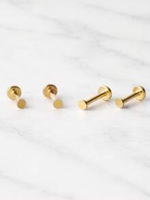 925 Sterling Silver Minimalist Geometric Round Nose Ring/Stud, Flat Bottom Nose Piercing Accessory - Single - View 7