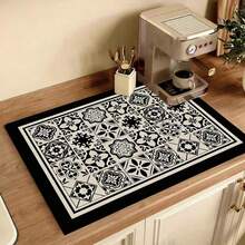 1pc Retro Geometric Pattern Drain Mat, Can Be Used As Washing Mat, Placemat, Coffee Machine Drip Mat, Suitable For Kitchen, Sink, Table, Etc. - Multicolor - View 19