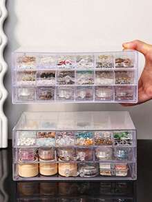1pc Multi-Layer Acrylic Transparent Fashion Practical Multi-Function Nail Rhinestone Decoration Storage Box, Suitable For Rings, Earrings, Necklaces, Bracelets And Other Jewelry ,Room Decor - Multicolor - View 6