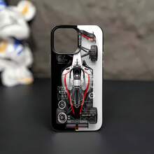 Diseño de coche de carreras: blanco, negro, rojo.funda de teléfono Fundas compatibles con ,Apple,VIVO,OPPO,,, y Honor.Fabricadas en silicona TPU,ofrecen protección contra golpes y caídas. - Negro - Ver 2