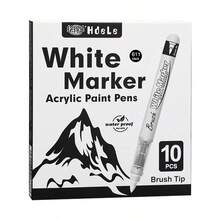 10 Peças/Conjunto Canetas Marcadoras de Acrílico nas Cores Branco/Preto, Conjunto de Pintura de Arte com Ponta Macia Líquida Reta para Desenho, Grafite, Mangá - Conjuntos - Visão 11