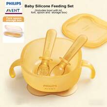 Silicone Baby Bowls And Spoons Set, With Suction Cup Bowl, Anti-Drop Feeding Training Bowl, Integrated Portable Anti-Slip, Suitable For Microwave, Dishwasher, Refrigerator - Multicolor - View 5