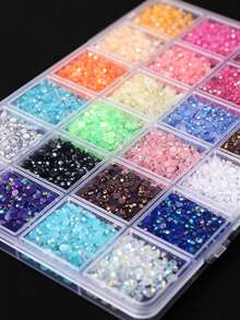 Bộ 24 miếng đính đá lấp lánh cao cấp, dạng phẳng, hiệu ứng óng ánh, thích hợp dùng trang trí móng tay. - Nhiều màu - Xem 6