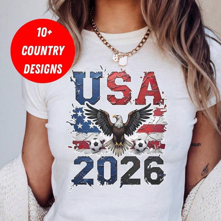 World Cup 2026 Baby Tee 10+ Country Icons World Cup 2026 Shirt Soccer Graphic Tee Soccer Fan Apparel - 白色 - 查看 1
