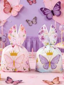 50 piezas Bolsas de regalo con mariposas rosa y morado, bolsas de regalo pequeñas para fiesta de cumpleaños de niña, decoraciones para fiesta de baby shower, decoraciones de boda, bolsas de regalo para fiesta de novia, suministros de envoltura de regalo, bolsas con orejas de conejo con decoración de mariposas, decoración para revelación de género, suministros para fiesta de 1er cumpleaños, decoraciones de mesa para fiesta con tema de mariposas, decoraciones de cumpleaños, regalos de cumpleaños, decoración de habitación, decoración del hogar, recuerdos de fiesta - Mariposa rosa y morada - Ver 3