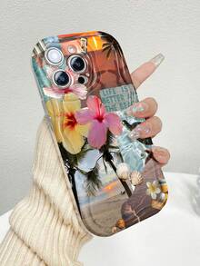 Vida de playa tropical: flores, estrellas de mar, puesta de sol.funda de teléfono Fundas compatibles con ,Apple,VIVO,OPPO,,, y Honor.Fabricadas en silicona TPU,ofrecen protección contra golpes y caídas. - Blanco - Ver 3