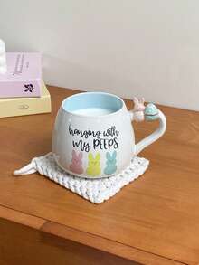 1pc Easter Bunny Egg Mug Creative 3D Rabbit Egg Ceramic Mug Design Suitable For Home Living Rooms And Bedrooms Breakfast Cup, Afternoon Tea Latte Art Festive Gatherings, Gift-Giving Occasions Easter Holiday Gift - Multicolor - View 4