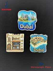 1pc Dubai Theme 3D Embossed Fridge Magnet, Creative Home Decor Gift, Magnetic Sticker Decor, Travel Souvenir Gift, Unique Travel Collection Gift, Creative Magnetic Sticker, Exquisite Travel Souvenir, Travel Souvenir Decor Sticker, Suitable For Home, Office Decor, Personalized Travel Souvenir Fridge Magnet Sticker, Home Decor, Kitchen, Room, Office, Cabinet Craft Gift, Holiday Souvenir Gift, Exquisite Small Gift - Exclusive Refrigerator Magnets - View 4