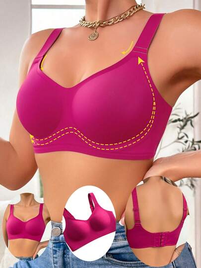 Women's Solid Color Soft & Comfortable Daily Underwear - Fashionable With Padded Cups, Adjustable Straps, Ideal For Casual, Party, Travel, And Dates