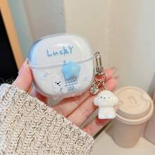 新款卡通耳机保护套吊坠，适用于 Buds 6 Play/SE/8 Active 通用无线耳机保护套，Buds 6 Pro/8 Pro/8 Lite 新款保护套，无线蓝牙耳机保护套 Buds 6 Active/6/7s/6 Lite/5/6s 软壳耳机保护套，透明女款 - 星狗 - 查看 12