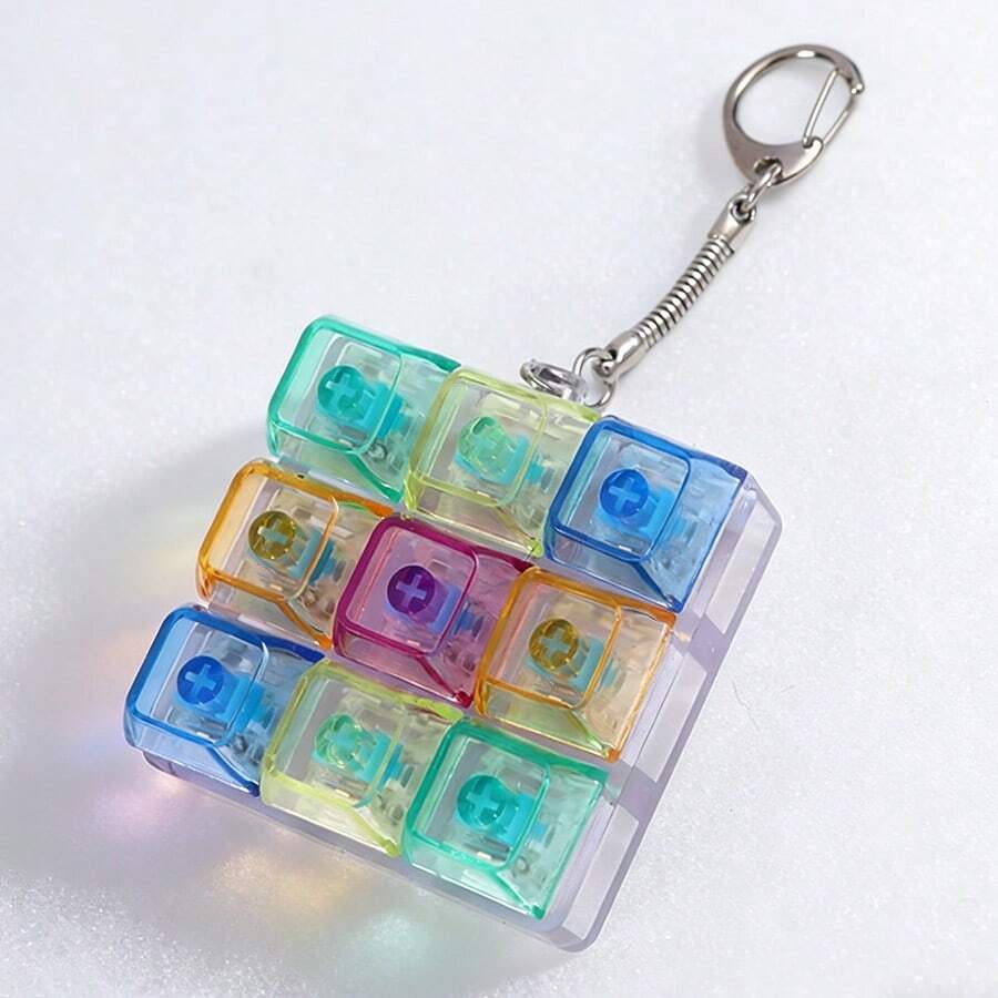 1 móc khóa giảm căng thẳng, đồ chơi thư giãn mini, móc khóa bàn phím thời trang - Phụ kiện để bàn độc đáo, giảm căng thẳng, làm từ PVC/Acrylic/Kim loại, khóa càng cua, thích hợp để treo trên túi xách và ba lô, trang trí hàng ngày, quà tặng ngày lễ - Bạc - Xem 1