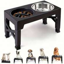 Adjustable Height Pet Bowls, Stainless Steel Raised Dog/Cat Feeder With 2 Bowls + 1 Slow Feeder Bowl, Ergonomic Design To Prevent Neck Strain And Choking - 500ml - View 9
