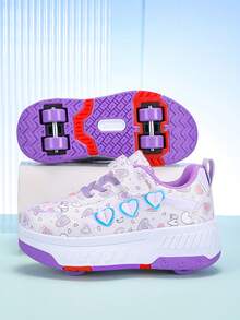 Giày trượt patin cho bé gái, giày patin bốn bánh, giày patin bốn bánh cỡ nhỏ, giày trượt patin cho bé gái, phù hợp cho mọi mùa. - Màu tím - Xem 3