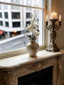 1 Piece Artificial Phalaenopsis Orchid Potted Plant Decor, Suitable As Gift For Friends And Family - White - View 4