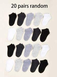40 đôi tất thuyền trẻ em màu trơn, tông màu trung tính, phù hợp cho bé trai và bé gái mặc hàng ngày, thích hợp cho mùa xuân, hè, thu và đông, phù hợp cho trường học, kiểu dáng ngẫu nhiên. - Nhiều màu - Xem 8