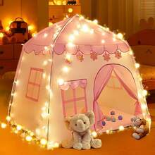 Carpa de Juguete para el hogar con Castillo de Princesa para niñas, 130 x 130 cm, Incluye luz de Estrella de 3 m Gratis, carpa con Castillo de Princesa para niños y niñas - Rosa - Ver 12